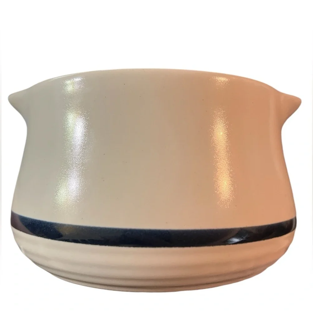 White and Blue Vintage Ceramic Town & Country Gravy Bowl